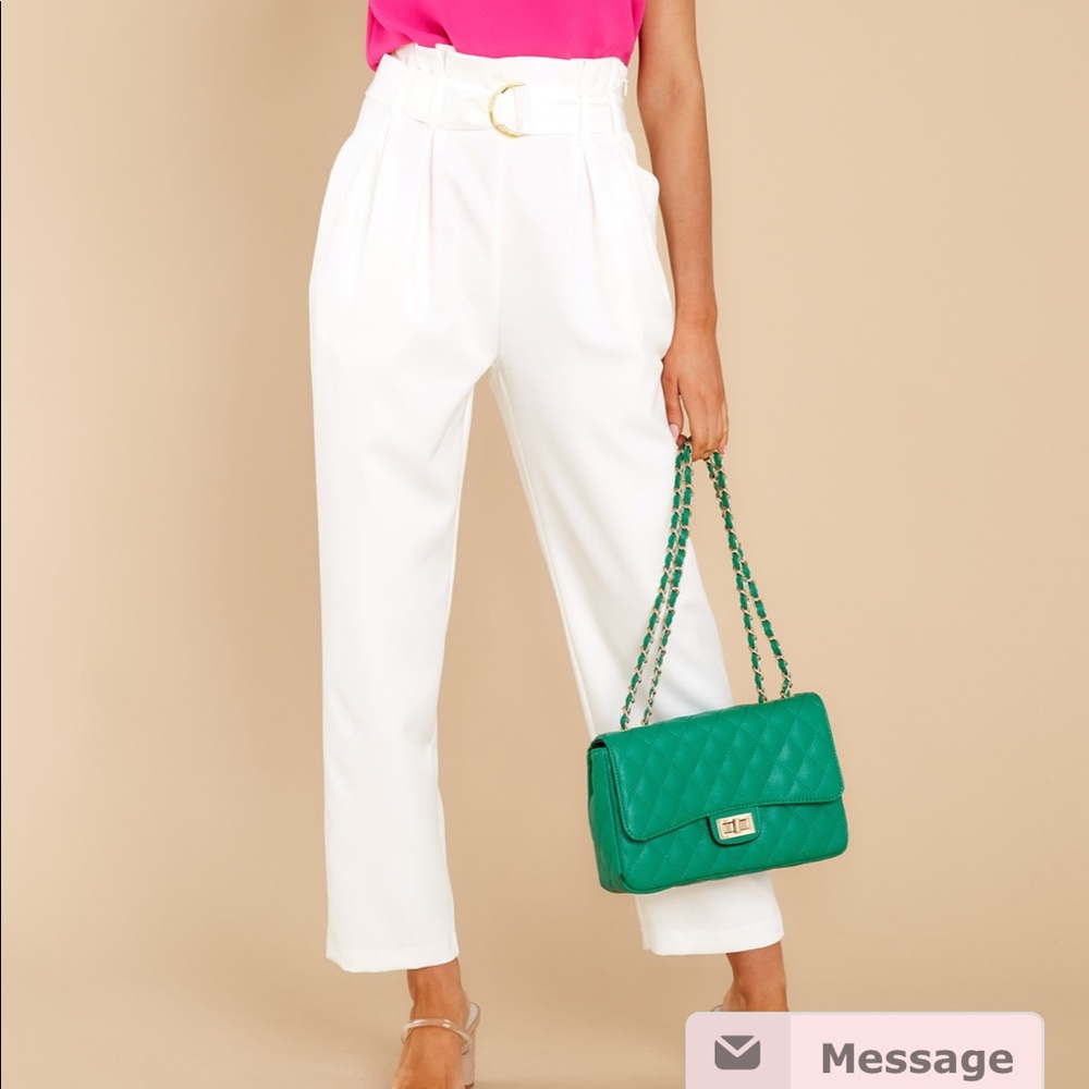 High waisted white pants